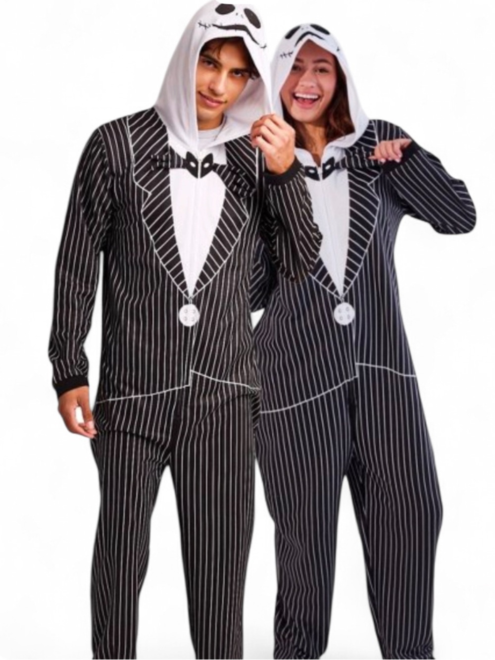 Disney Jack Skellington Pinstripe Men Women Unisex Halloween Onesie Black/White